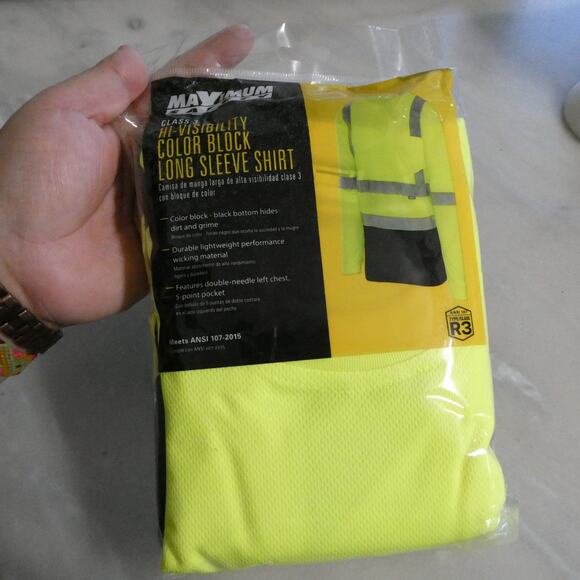 Maximum Safety Men's Large Shirt class 3 Hi-Visibility color black long sleeve - Picture 6 of 10